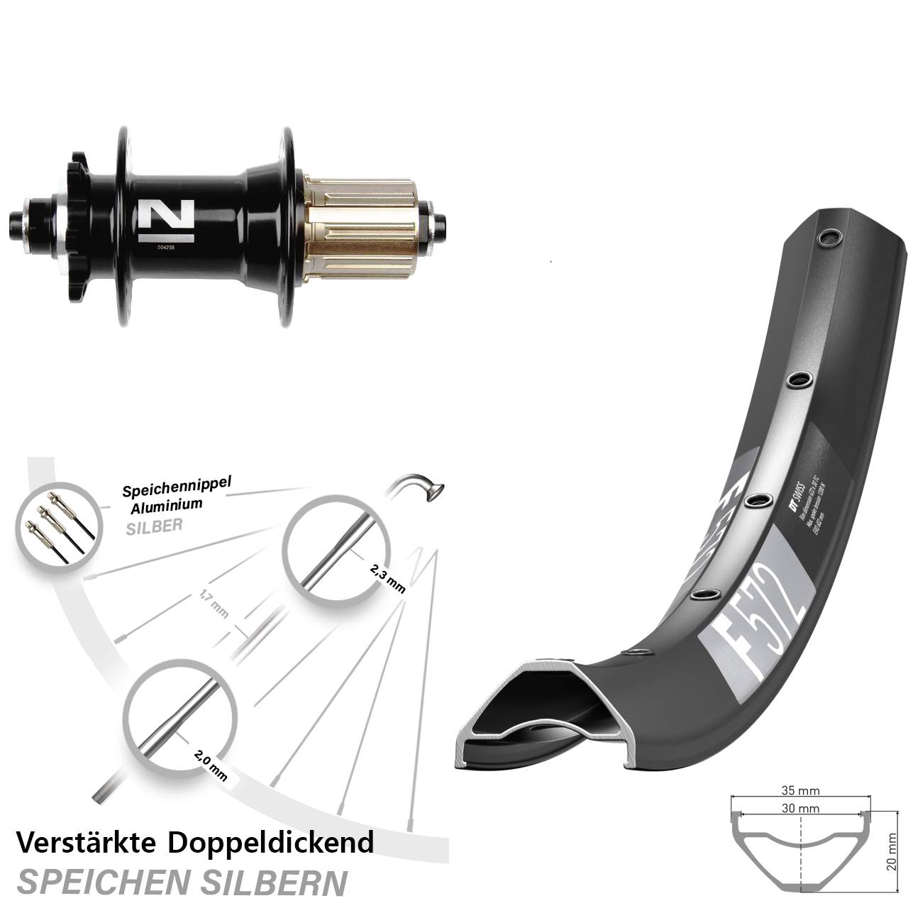 Hinterrad 6-Loch 29 Zoll DT Swiss F 572 Novatec D042 8-11 fach HG für Schnellspanner