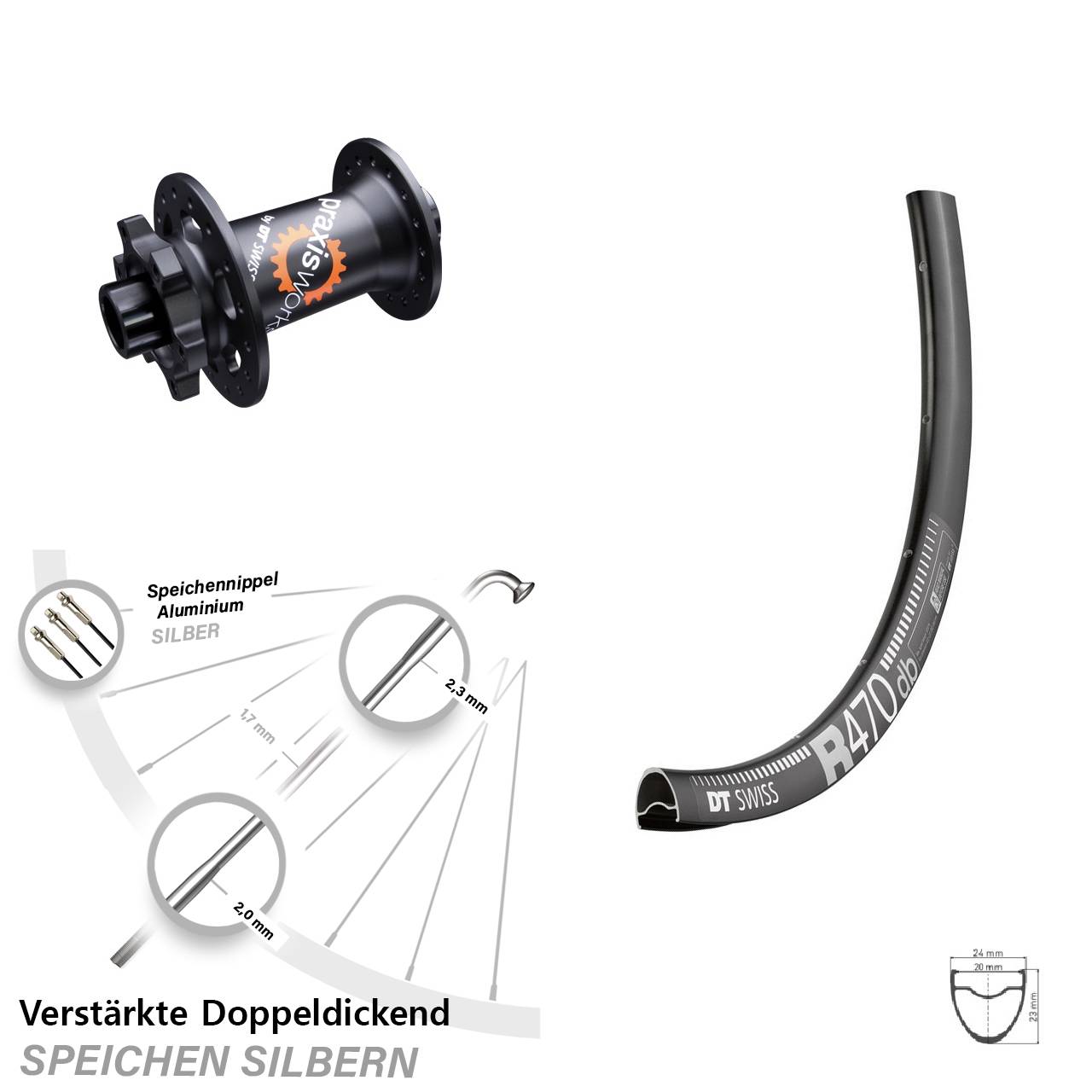 Vorderrad 6-Loch 12x100 28 Zoll DT Swiss R 470-350