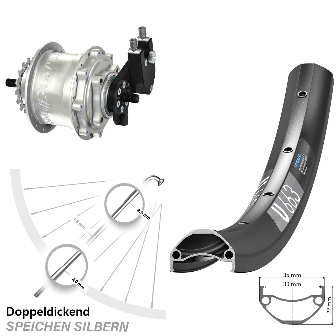 29 Zoll DT Swiss U663 Rohloff Speedhub TS DB OEM Tandem