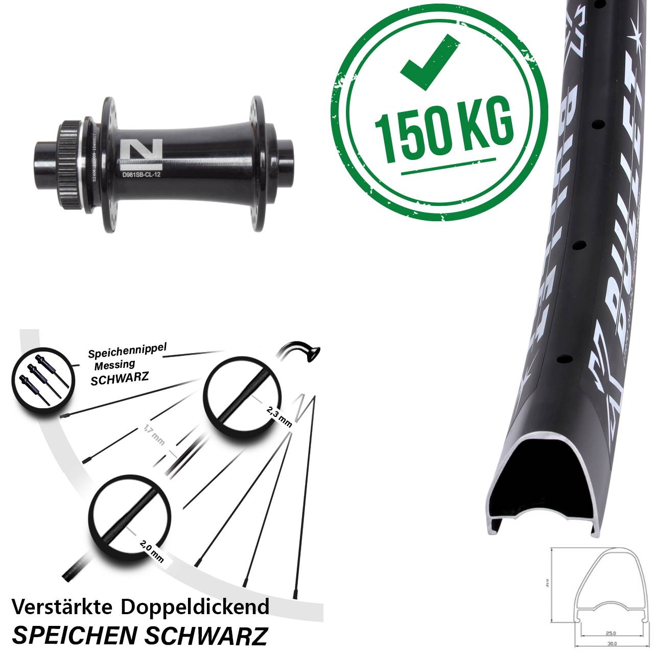 28 Zoll KX Bullet OS Novatec D981 Disc Laufrad 12x100