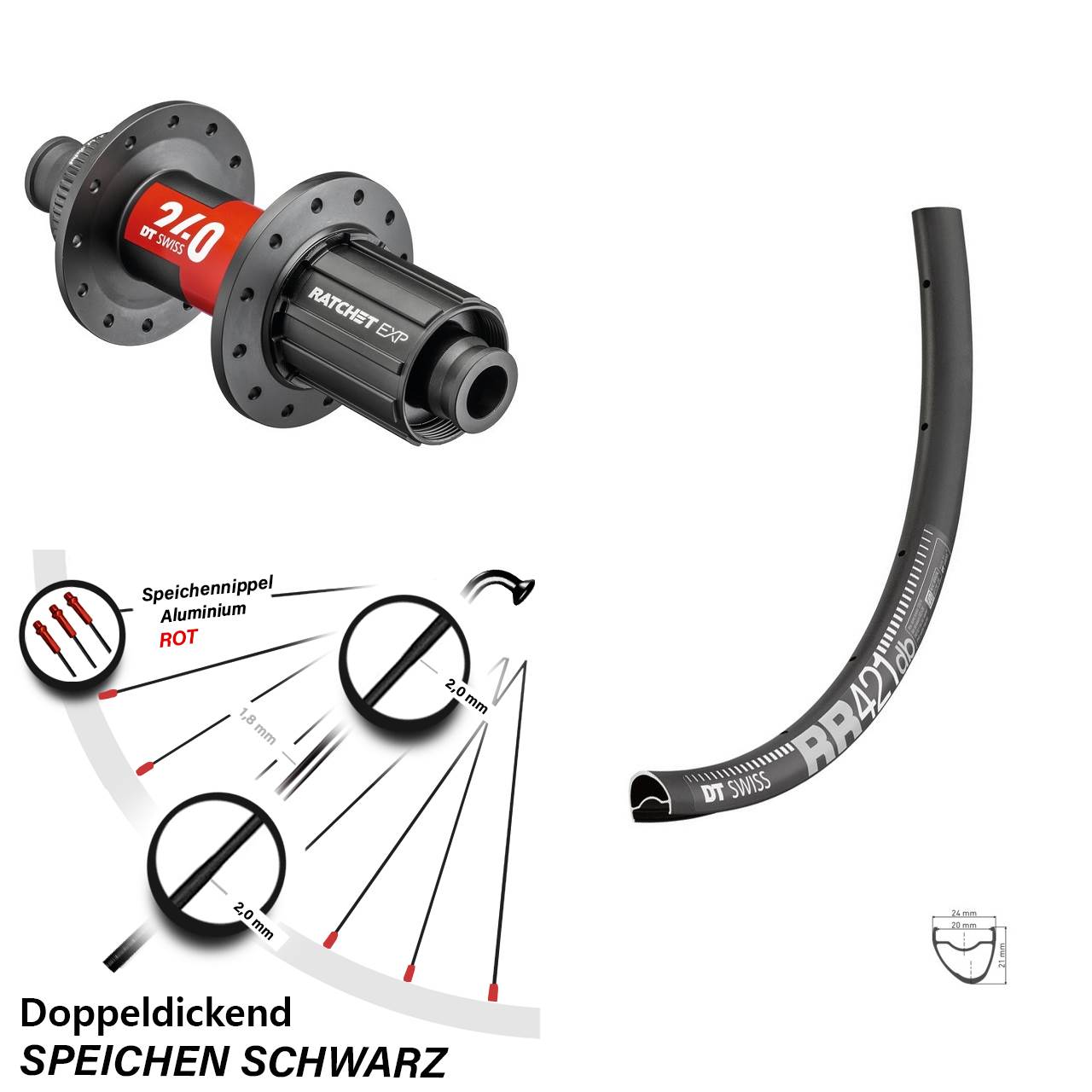 Hinterrad 28 Zoll RR 421 DT Swiss 240 EXP Road Centerlock Steckachse 142x12 mm