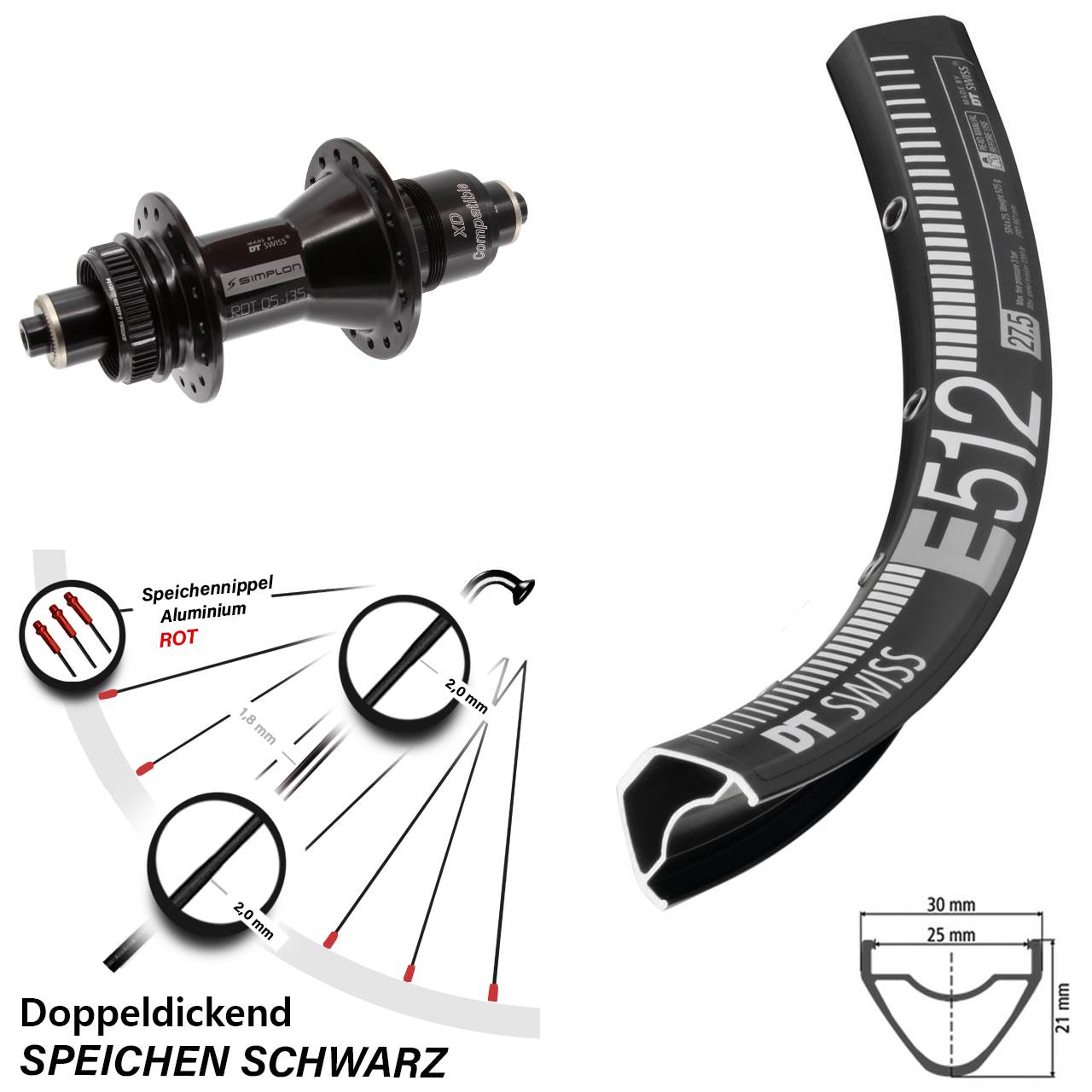 Disc Hinterrad 29 Zoll DT Swiss E512-370 SRAM XD QR