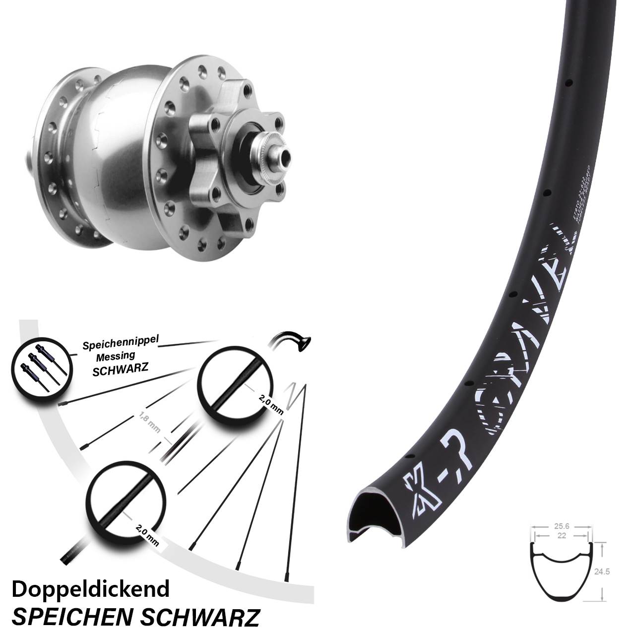 Disc Vorderrad mit Nabendynamo 29 Zoll KX-R Gravel SON 28 silbern QR