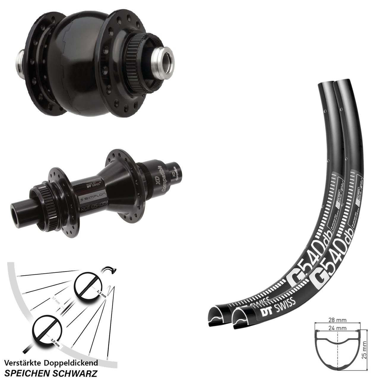 650B DT Swiss G 540-370 SONdelux Disc Laufrad-Satz 12x100/142 XD
