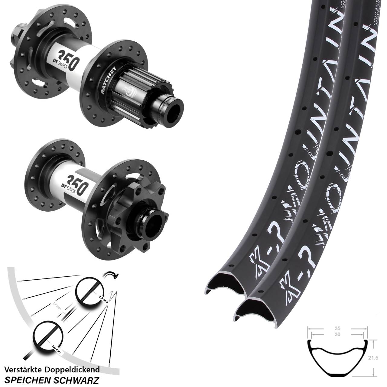 KX-R Mountain DT Swiss 350 Ratchet 36 Disc 29 Zoll Laufrad-Satz 15x110 12x148 Micro Spline