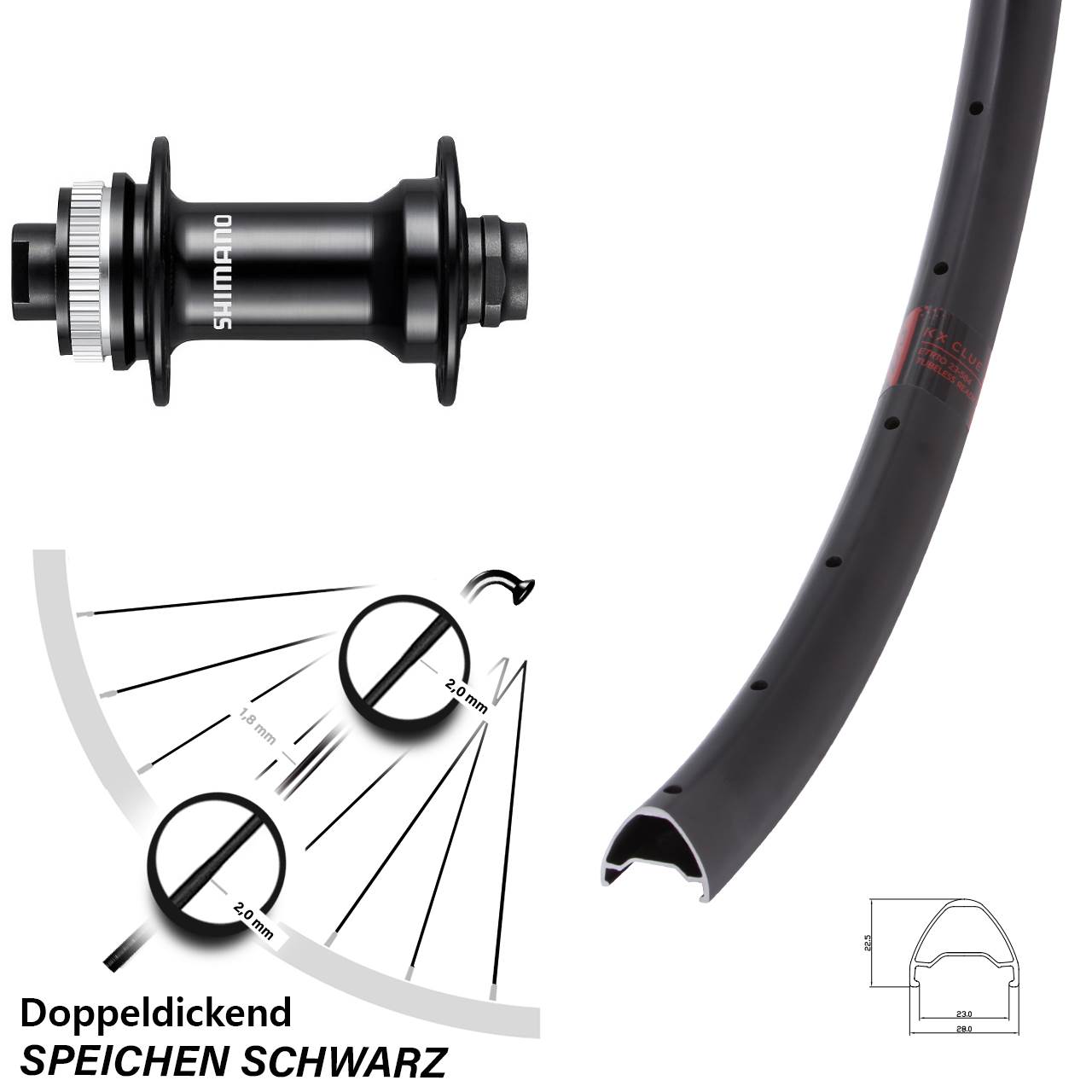 Centerlock Vorderrad 12x100 27,5 Zoll KX Clue Shimano HB-RS470