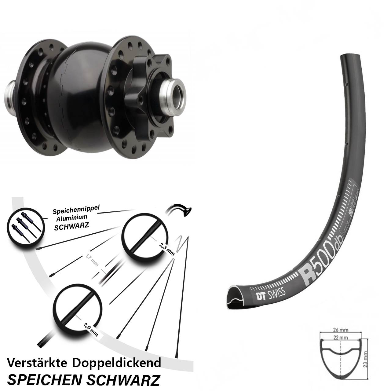 SON 28 DT Swiss R 500 29 Zoll Disc Laufrad mit Nabendynamo 12x110 Boost