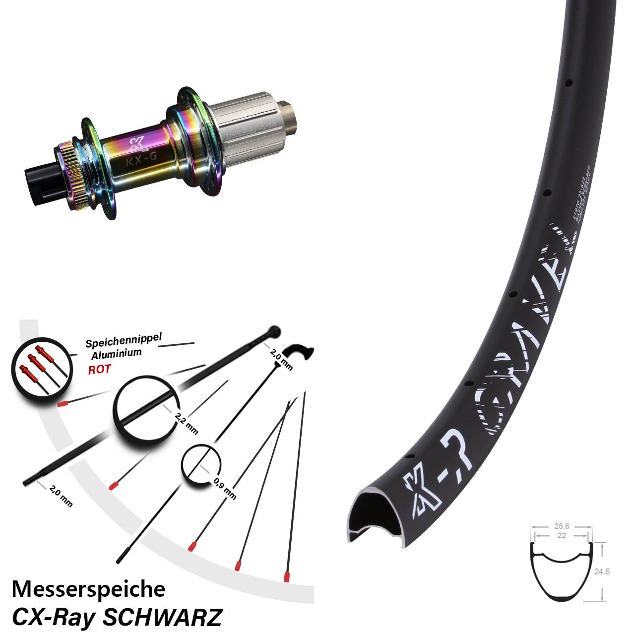 29 Zoll KX-G R Gravel Oilslick Disc Hinterrad 12x142 Shimano HG CX-Ray 8-12 fach