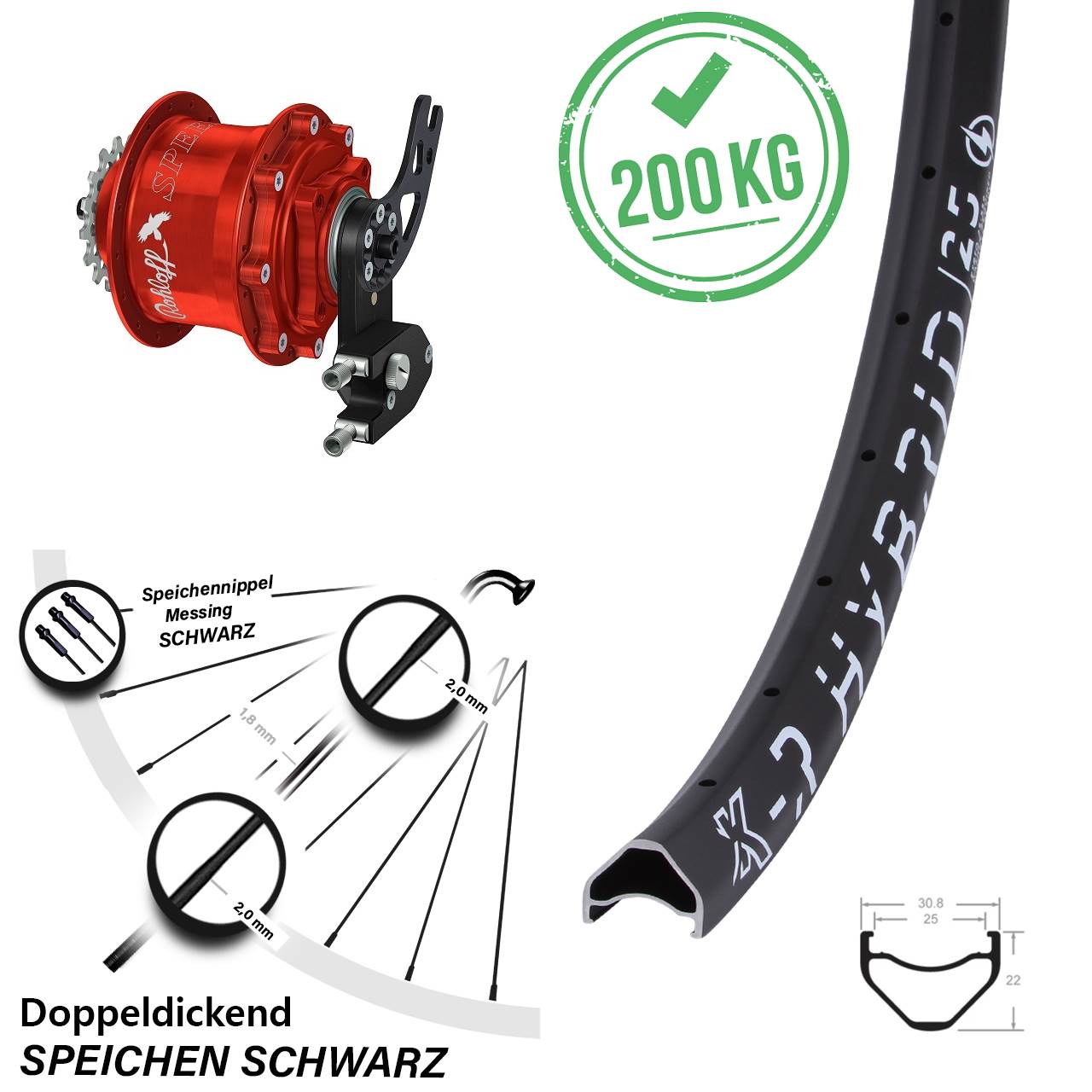 KX-R Hybrid 25 Rohloff Speedhub 500/14 CC DB PM rot 29 Zoll Disc Laufrad
