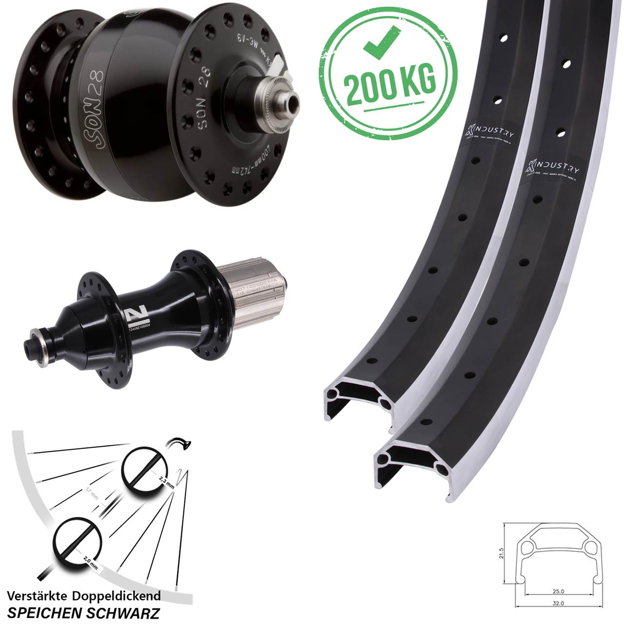 KX Industry Novatec F162 Heavy Duty SON 28 26 Zoll Laufradsatz QR 8-12 fach