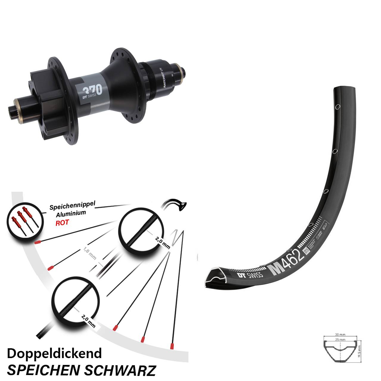Disc Hinterrad 27,5 Zoll DT Swiss M 462-370 XD QR