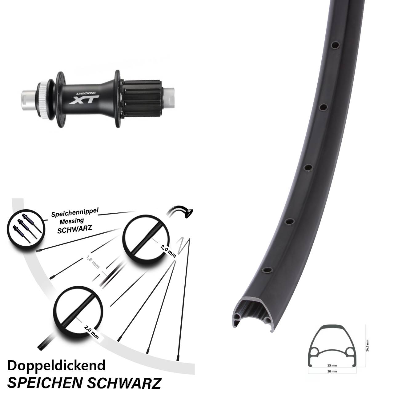 Disc Laufrad 12x142 28 Zoll Ambrosio Sport Shimano FH-M788 8-11 fach HG