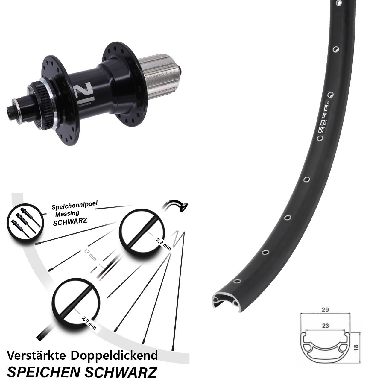 Gora 23 Novatec D042 26 Zoll Disc Laufrad für Schnellspanner 8-12 fach HG