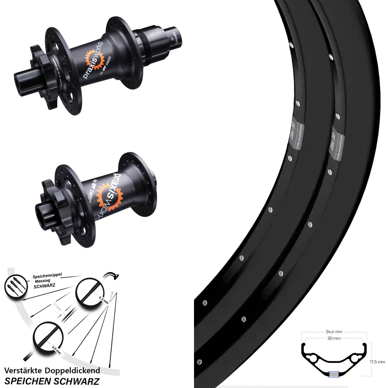 Ryde Disc 30 DT Swiss 350 29 Zoll Laufradsatz 6-Loch 15x100 12x142 XD 11-12 fach