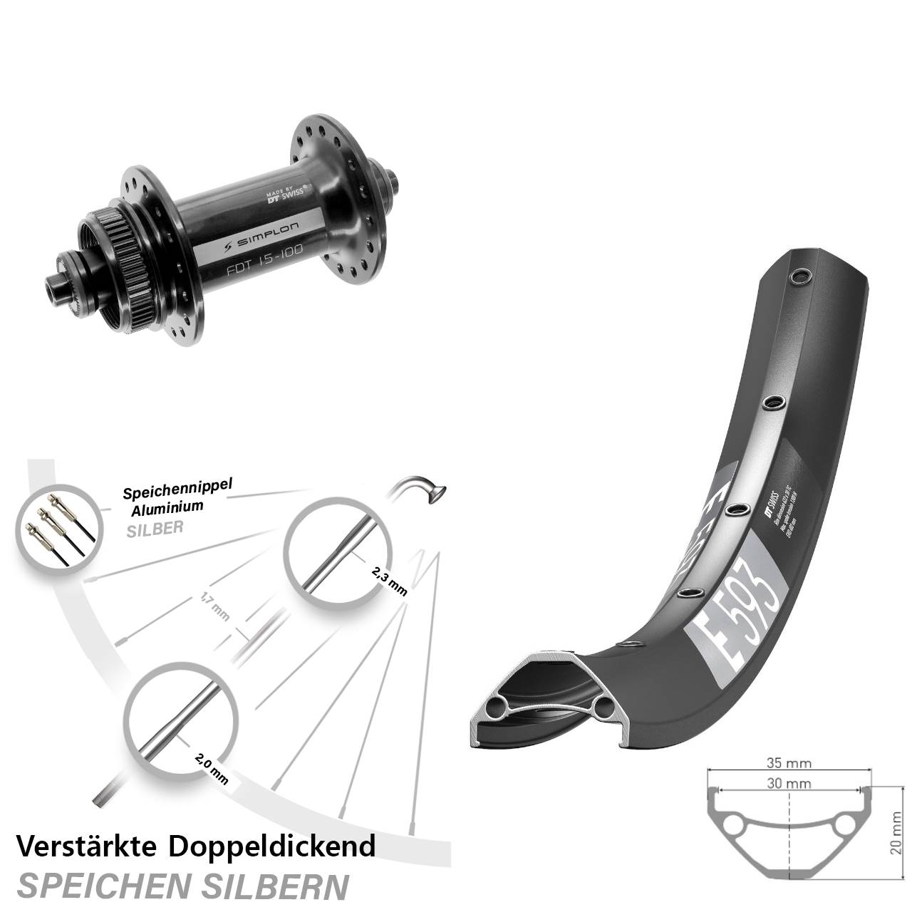 Disc Laufrad für Schnellspanner 29 Zoll DT Swiss E 593-370
