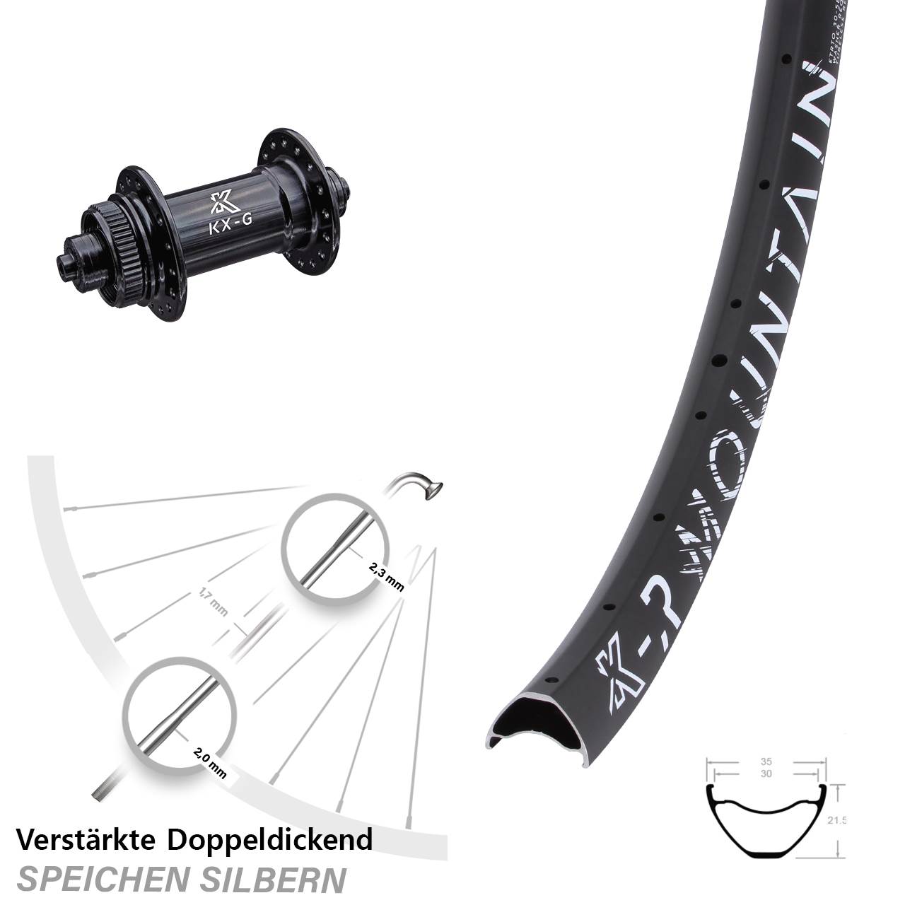 Centerlock Vorderrad QR 29 Zoll KX-R Mountain Sapim E-Light