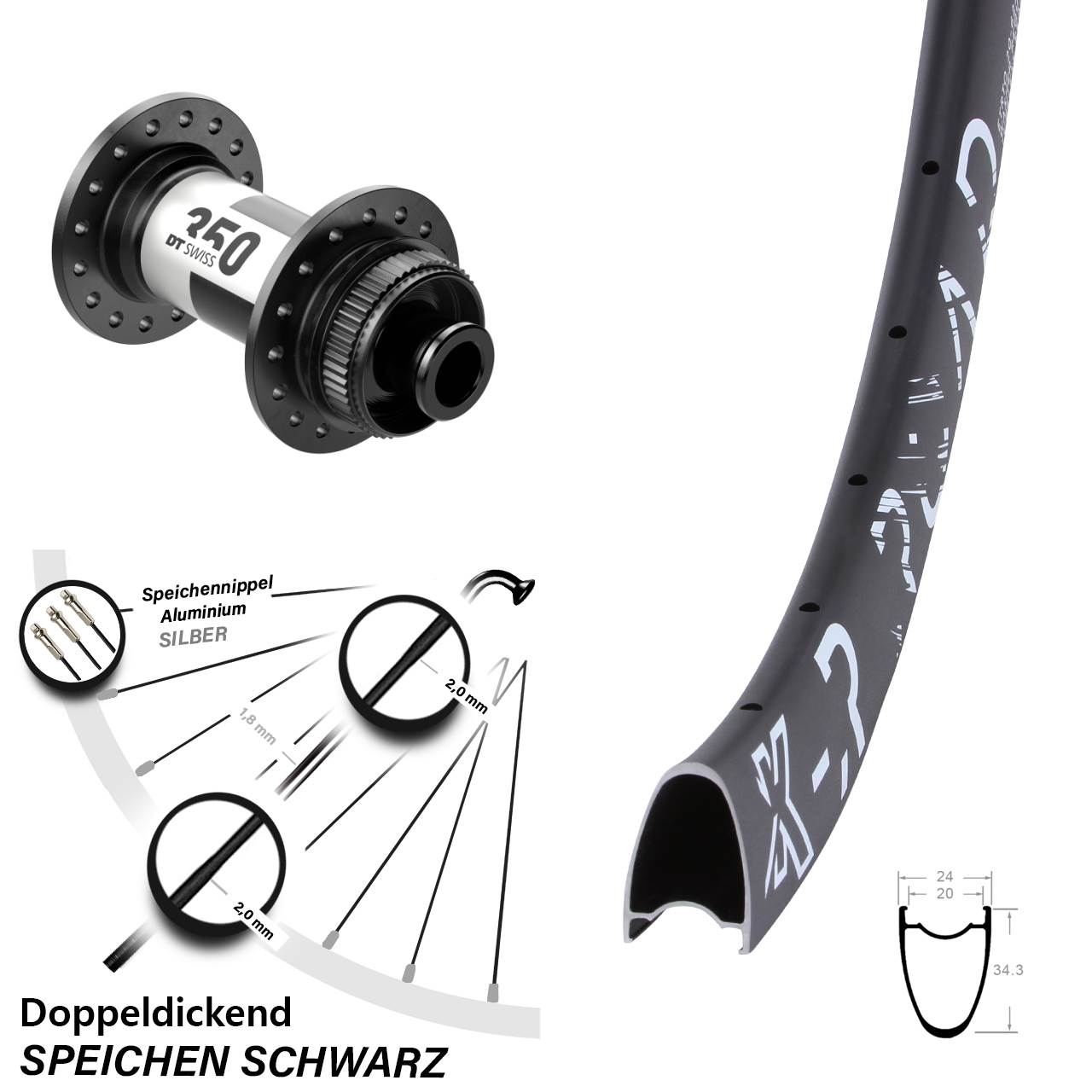 Laufrad 28 Zoll KX-R Road DT Swiss 350 12x100 Centerlock