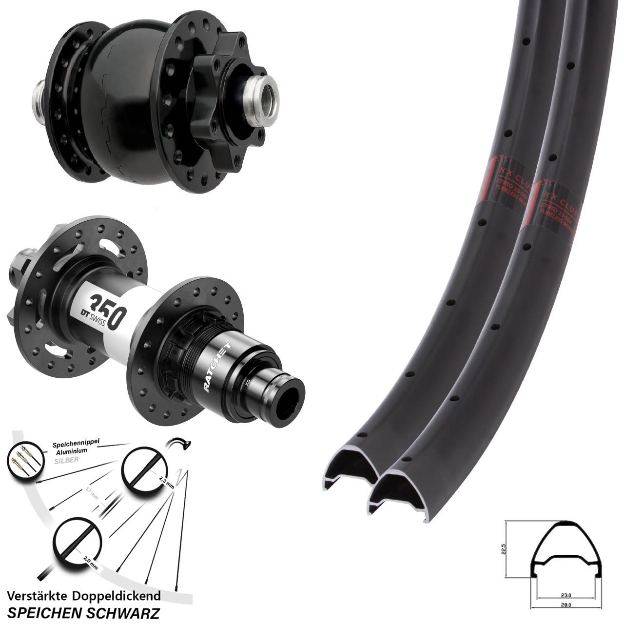 27,5 Zoll KX Clue SON 28 DT Swiss 350 XD Disc Laufradsatz 12x100/142