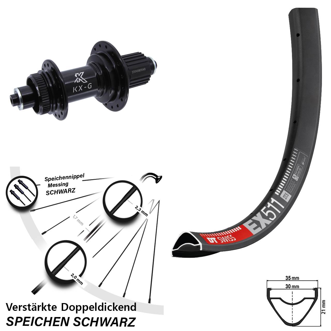 Disc Laufrad QR 29 Zoll DT Swiss EX511 KX-GS Heavy Duty Shimano Micro Spline