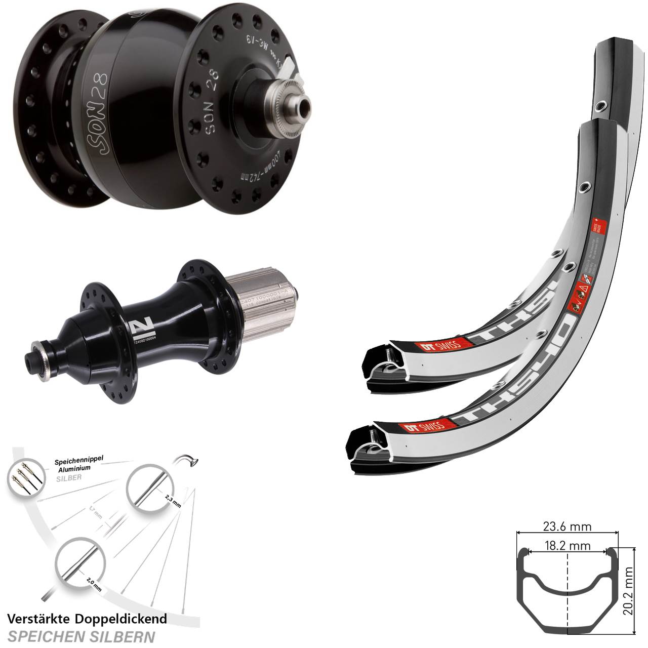 DT Swiss TK540 Novatec F162 Heavy Duty SON 28 Zoll Laufradsatz Schnellspanner 8-12fach HG