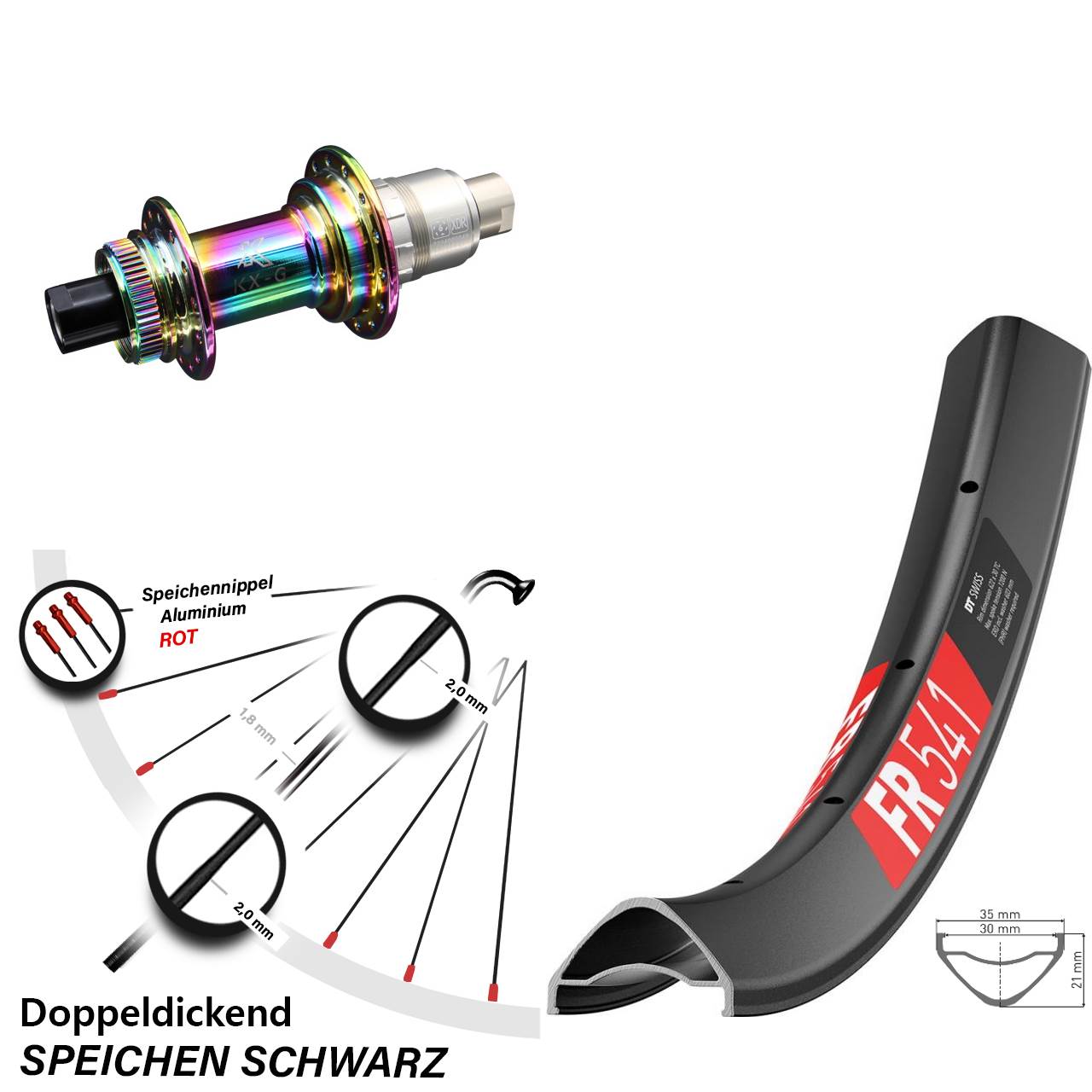DT Swiss FR 541 KX-G Oilslick 27,5 Zoll Centerlock Hinterrad 12x142