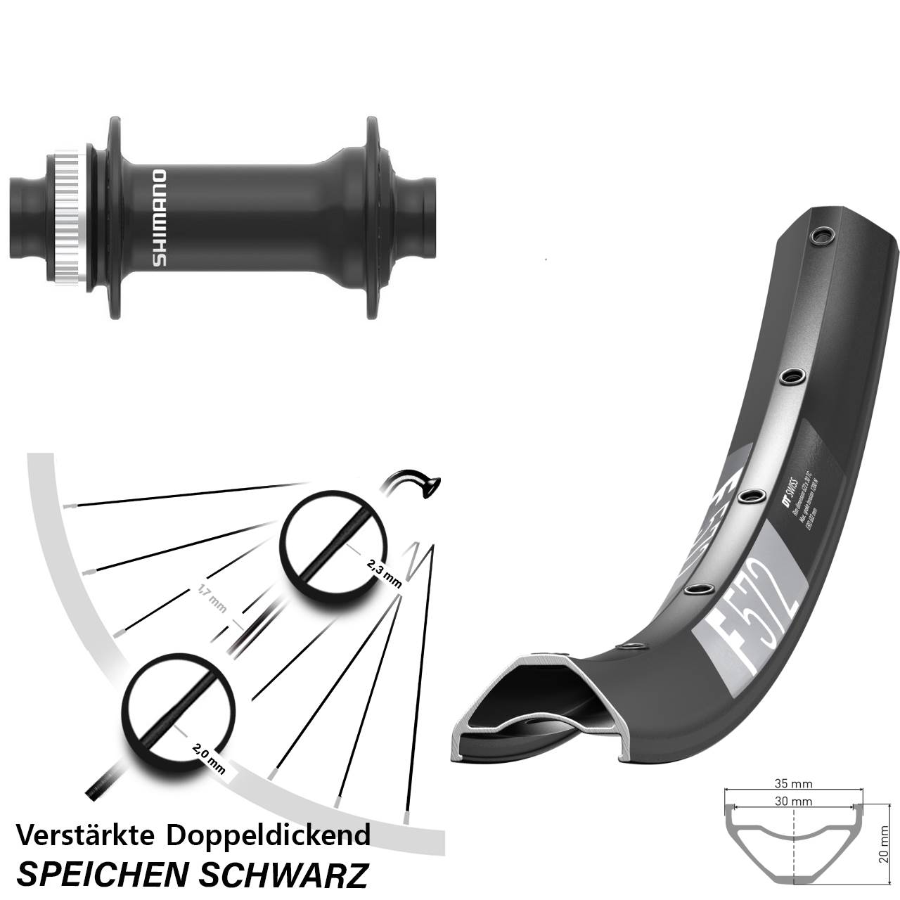 Centerlock Vorderrad 27,5 Zoll DT Swiss F572 Shimano HB-MT410-B 15x110 Boost