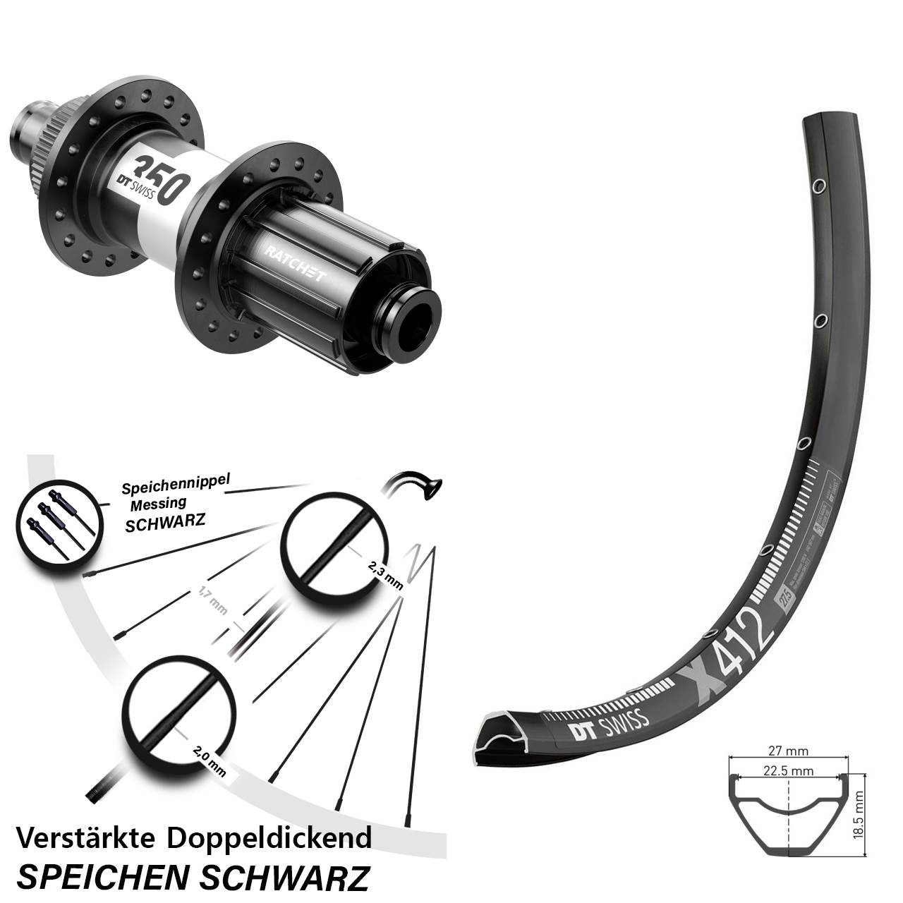 Centerlock 29 Zoll Hinterrad DT Swiss X 412-350 8-11 fach HG 12x142