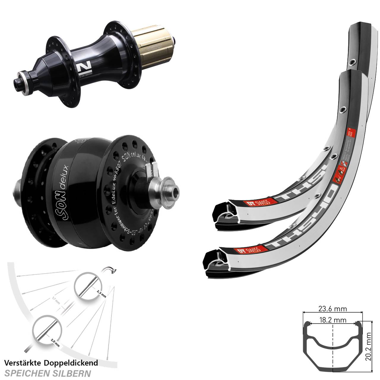 Laufradsatz 28 Zoll DT Swiss TK540 Novatec F162SB SONdelux 8-12 fach HG für Schnellspanner