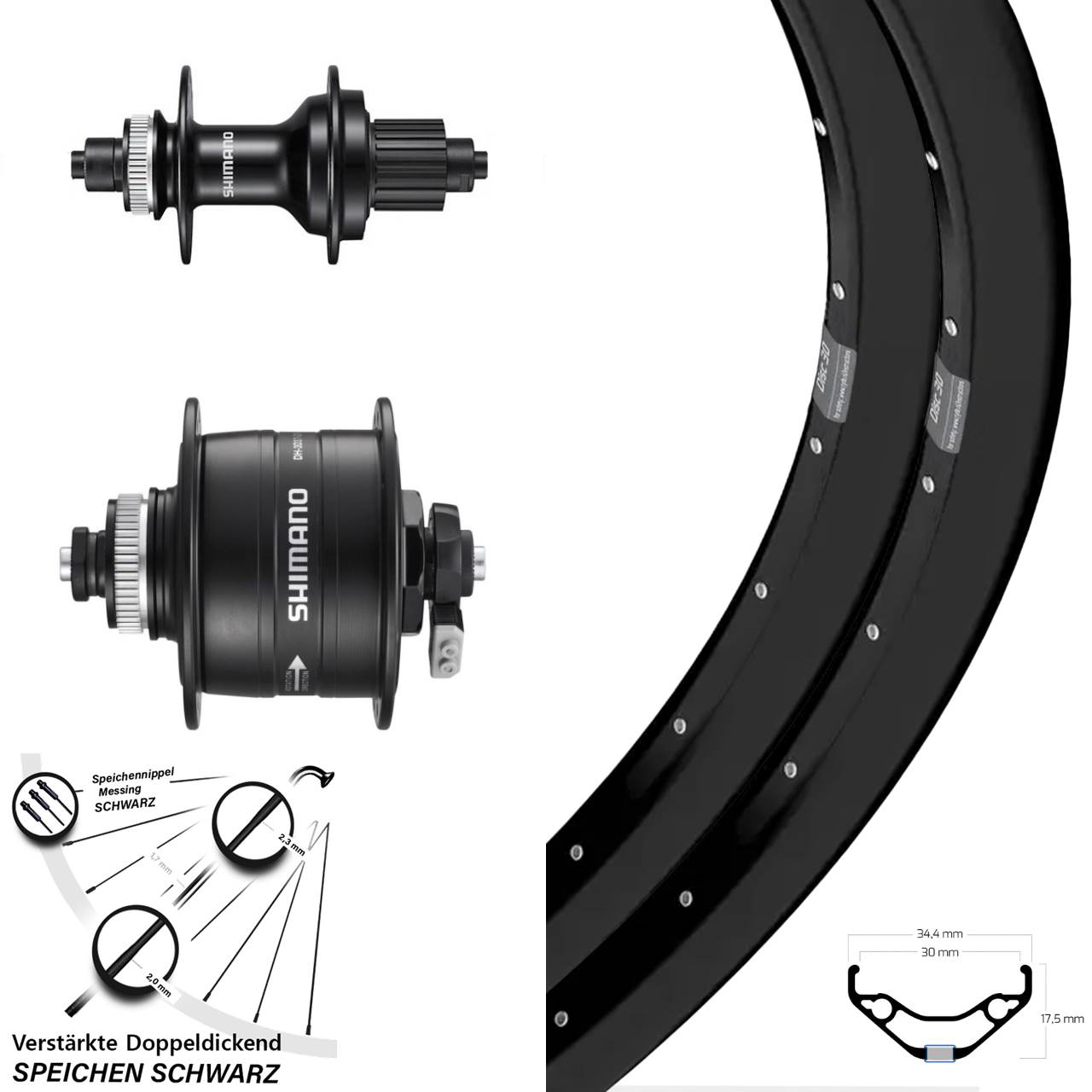 Centerlock Laufradsatz QR 27,5 Zoll Ryde Disc 30 Shimano DH-3D37 MT500 Micro Spline