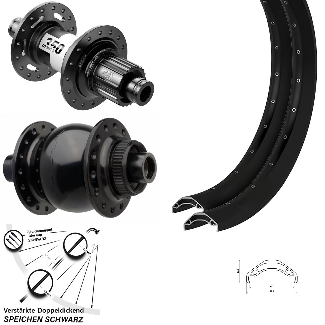 Disc Laufradsatz Boost 29 Zoll Ryde 35 DT Swiss 350 DEG72 SON 28 Shimano Micro Spline