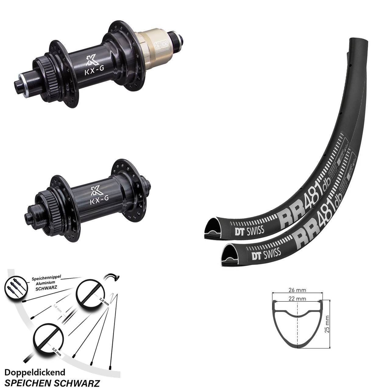 DT Swiss RR 481 KX-G 28 Zoll Disc Laufrad-Satz für Schnellspanner XDR