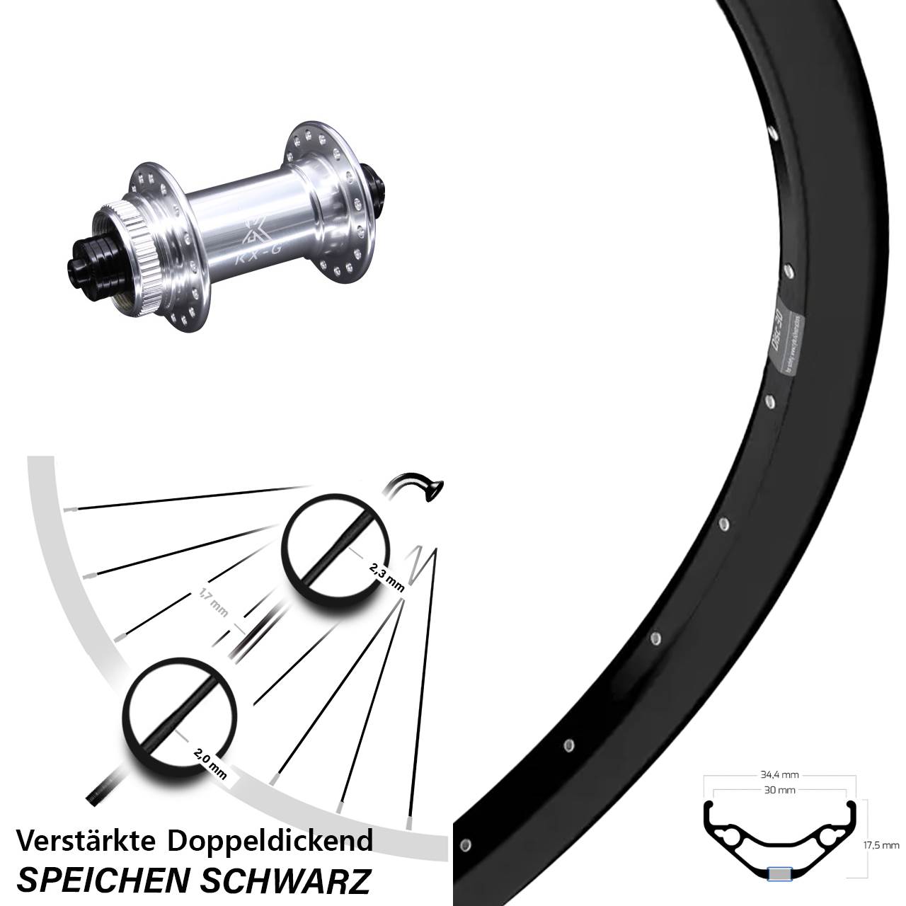 Centerlock Vorderrad 29 Zoll Ryde Disc 30 KX-G QR