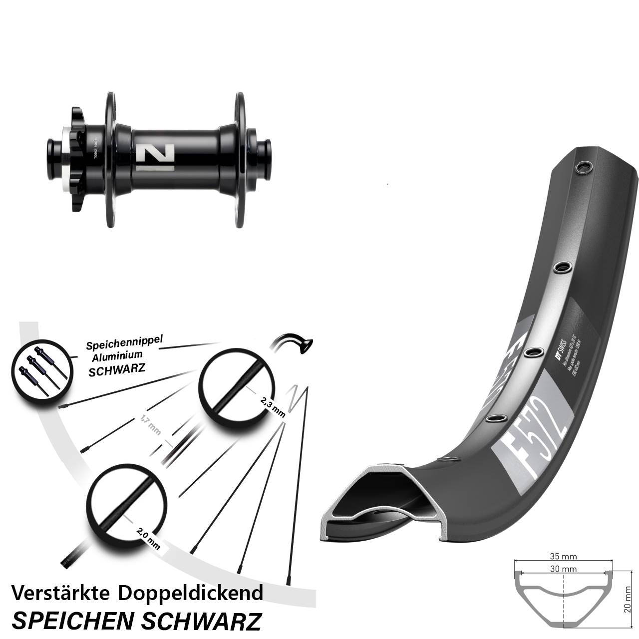 Vorderrad 6-Loch 27,5 Zoll DT Swiss F 572 Novatec D041SB 15x110 Boost