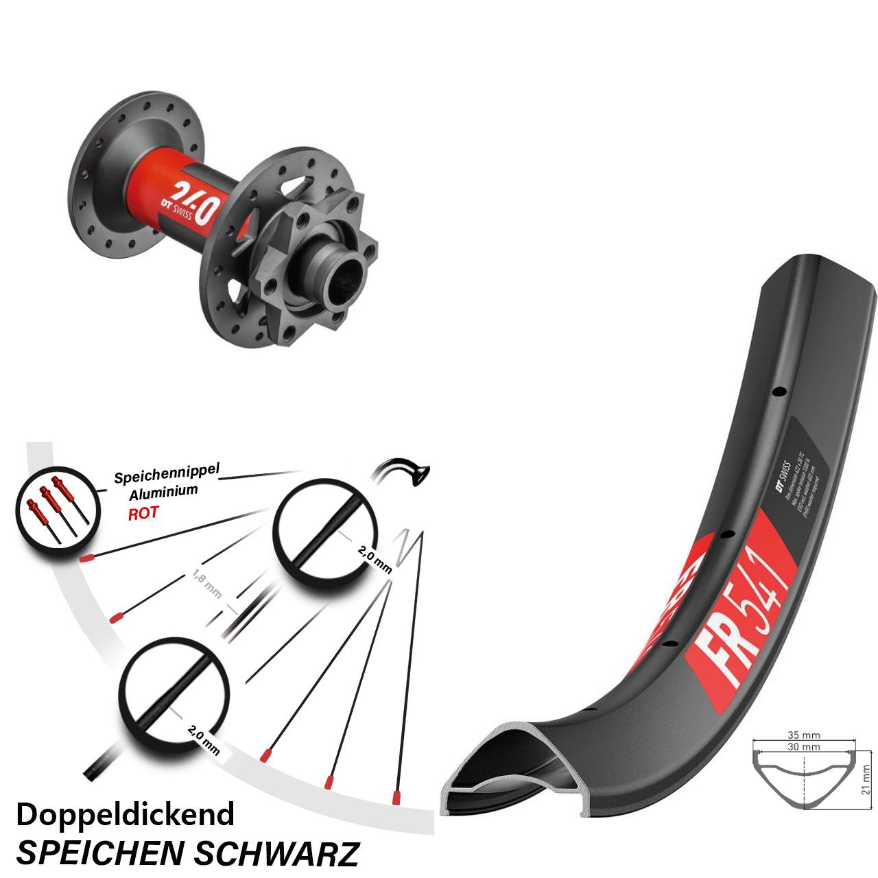 DT Swiss FR541-240 27,5 Zoll 6-Loch Vorderrad 15x110 Boost