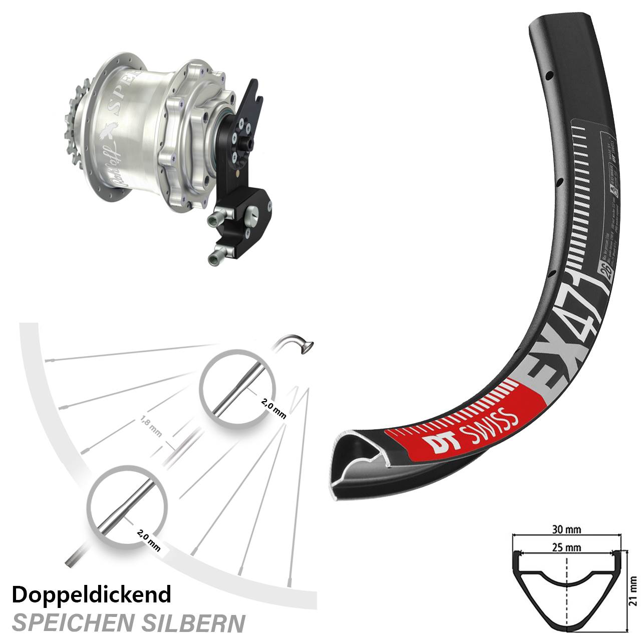 Disc Hinterrrad 27,5 Zoll DT Swiss EX 471 Rohloff Speedhub CC DB OEM2 Tandem