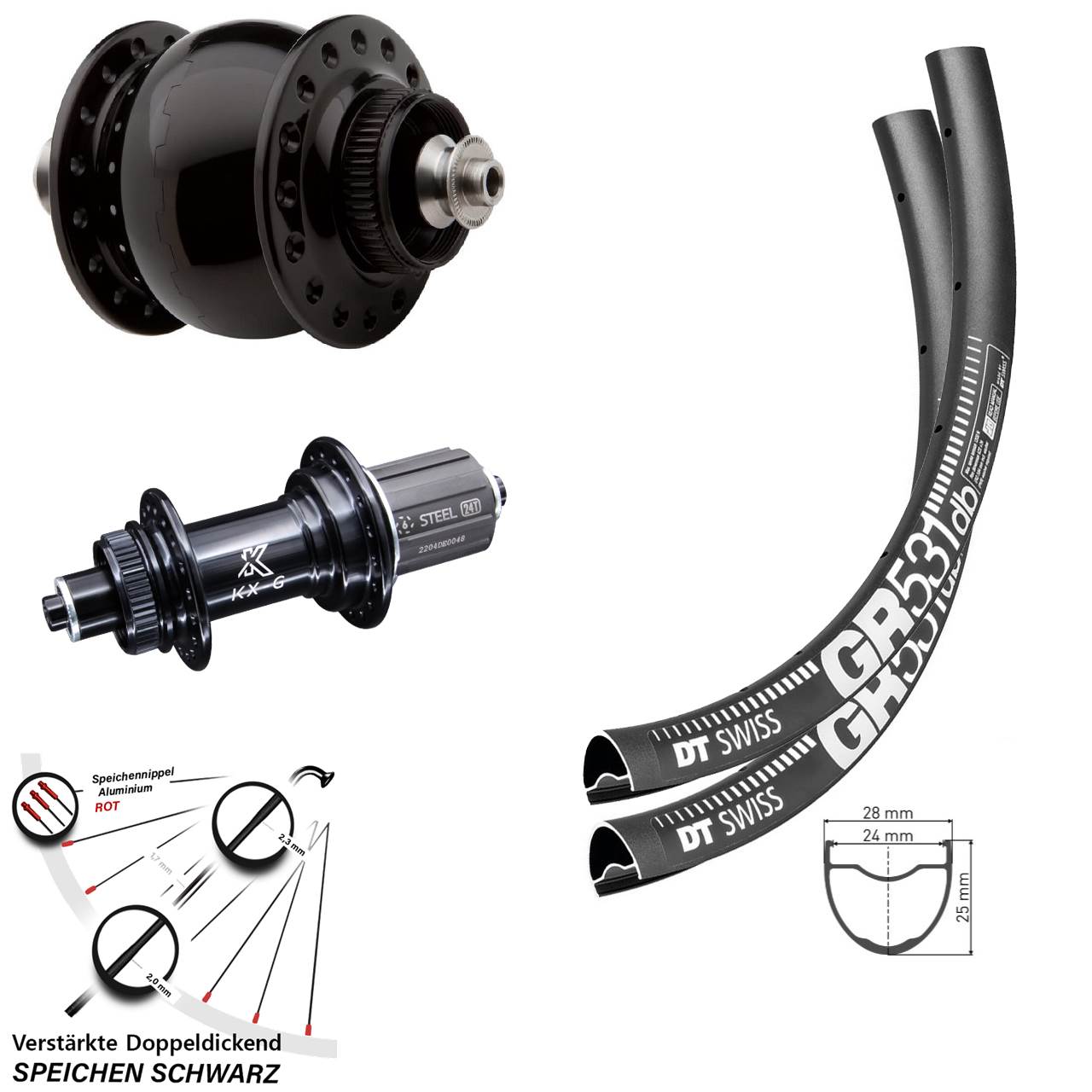 Laufradsatz Centerlock 28-29 Zoll DT Swiss GR 531 KX-GS verstärkt SON 28 8-12 fach QR