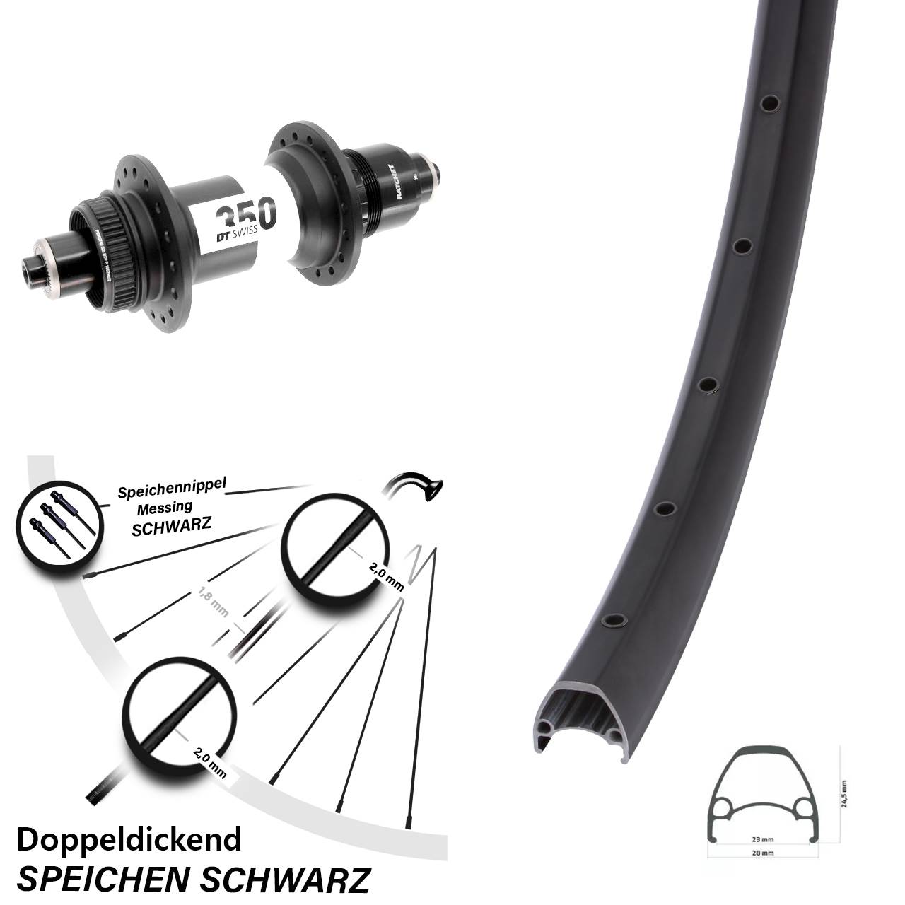 Boost Disc Laufrad QR 28-29 Zoll Ambrosio Sport DT Swiss 350 XD 11-12 fach