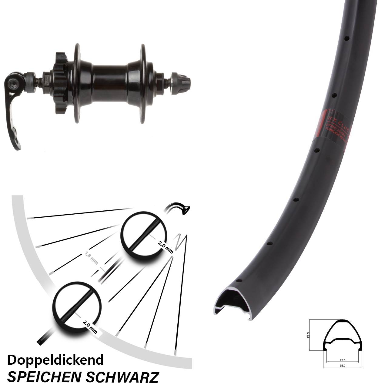 KX Clue Novatec 27,5 Zoll Disc Vorderrad für Schnellspanner