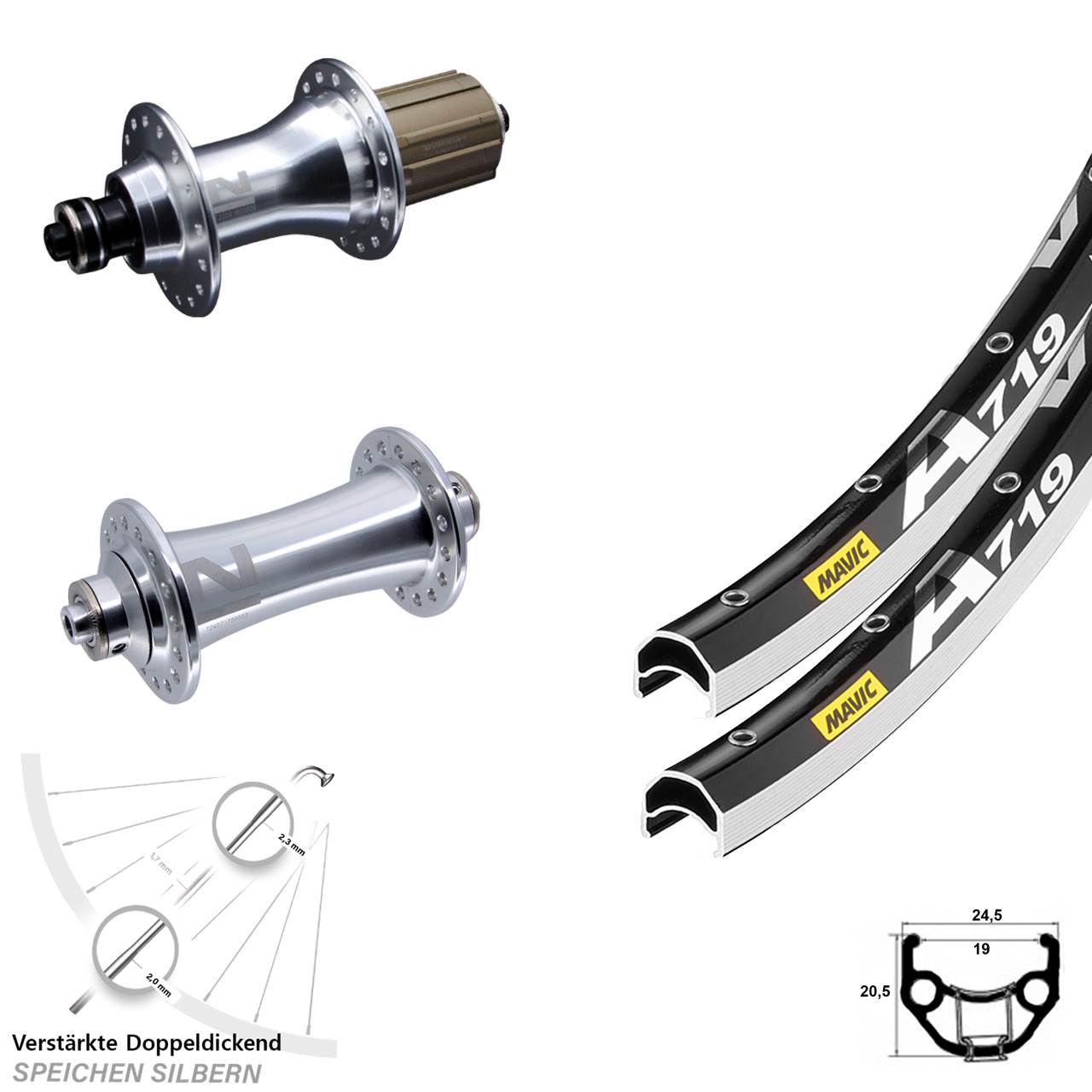 Laufradsatz QR 28 Zoll Mavic A719 Novatec A-141SB F162 8-12 fach