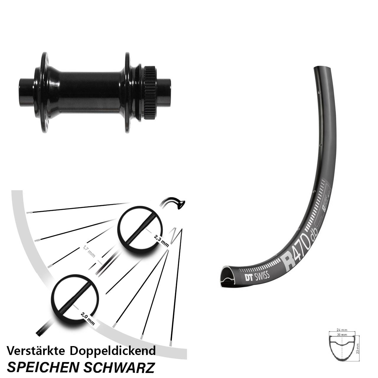 Vorderrad Centerlock 12x100 28 Zoll DT Swiss R 470 Formula CL-712