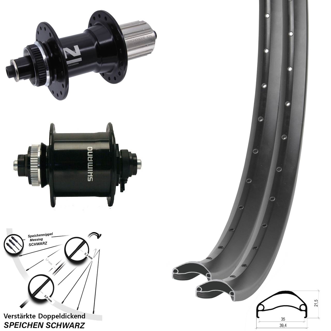 Centerlock Laufradsatz QR 29 Zoll Ambrosio E35 Novatec D042 Shimano DH-UR700 8-12 fach HG