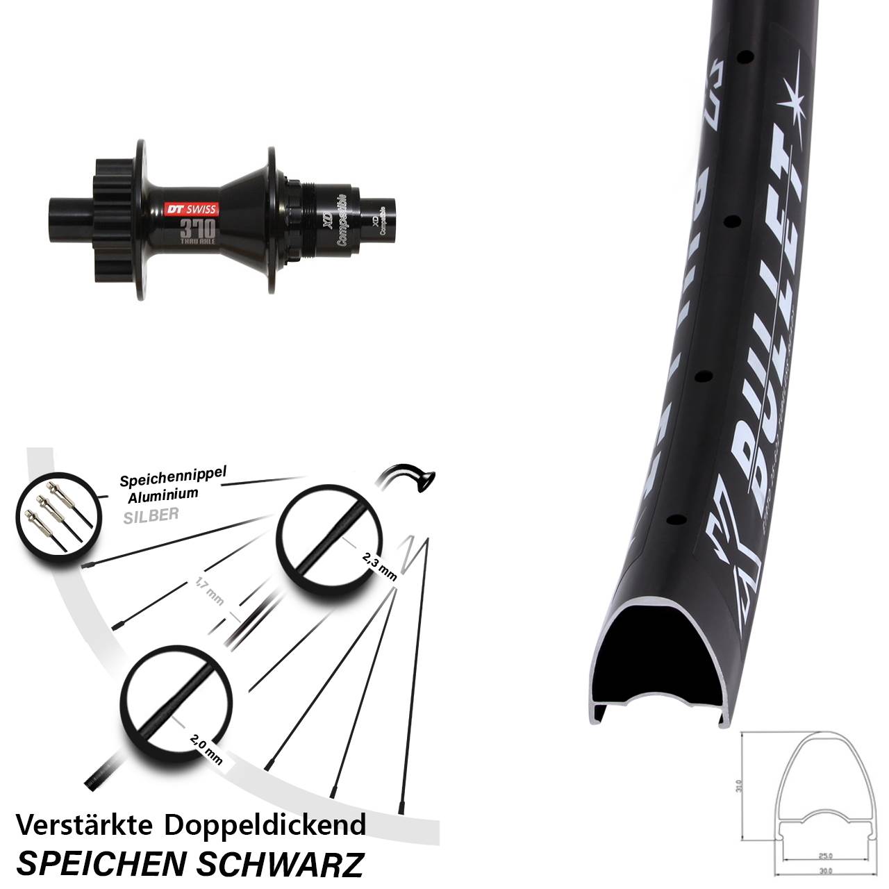 Disc Hinterrad 29 Zoll KX Bullet DT Swiss 370 XD 11-12 fach 12x142