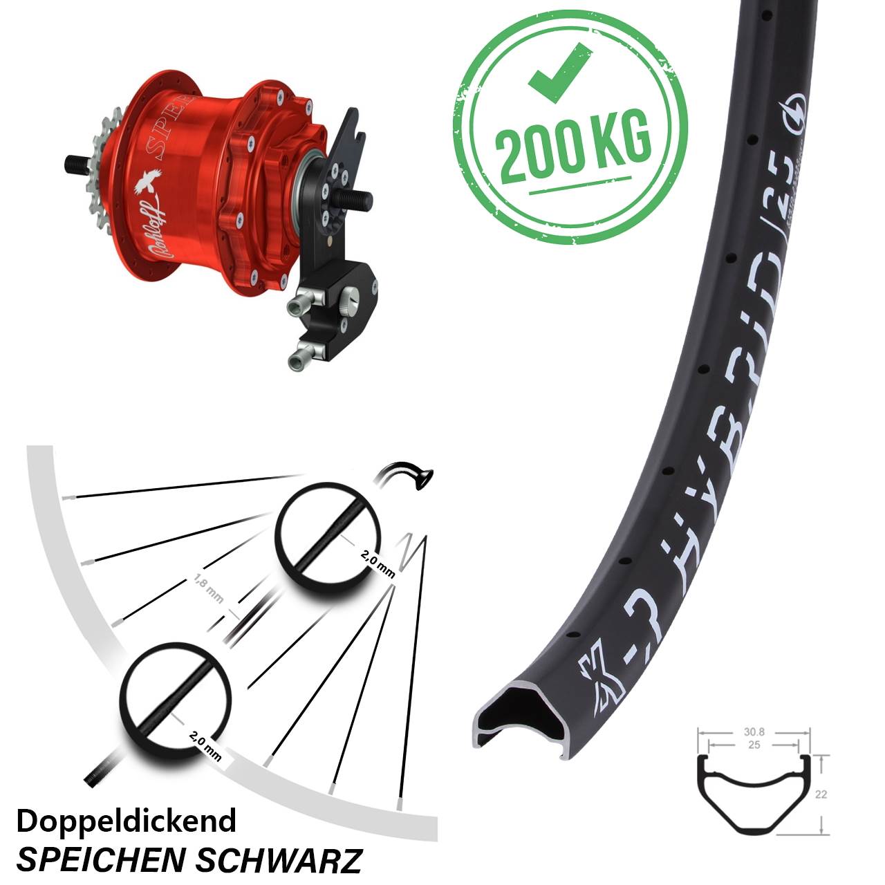 29 Zoll KX-R Hybrid 25 Rohloff Speedhub TS DB OEM2 rot