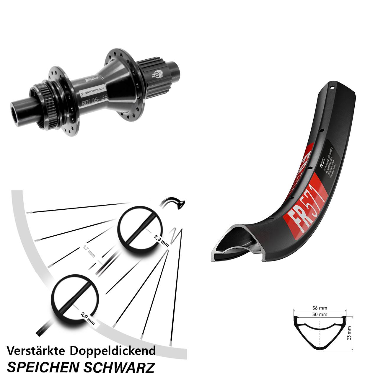 27,5 Zoll DT Swiss FR 571 370 Hybrid Disc Laufrad 12x142 Shimano Micro Spline