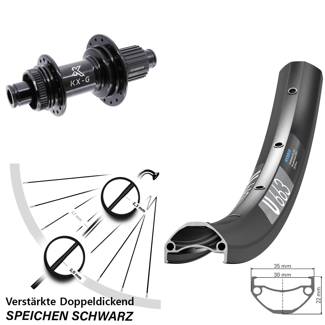 DT Swiss U663 KX-GS verstärkt 27,5 Zoll Hinterrad Centerlock 12x142 Shimano Micro Spline