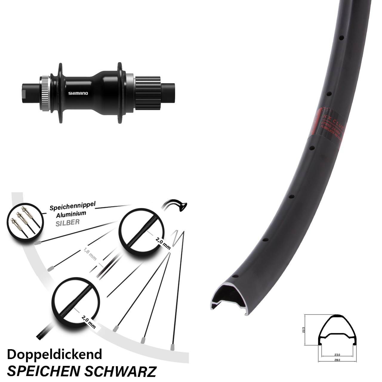 Disc Hinterrad 27,5 Zoll KX Clue Shimano FH-TC500-B Micro Spline 12x148