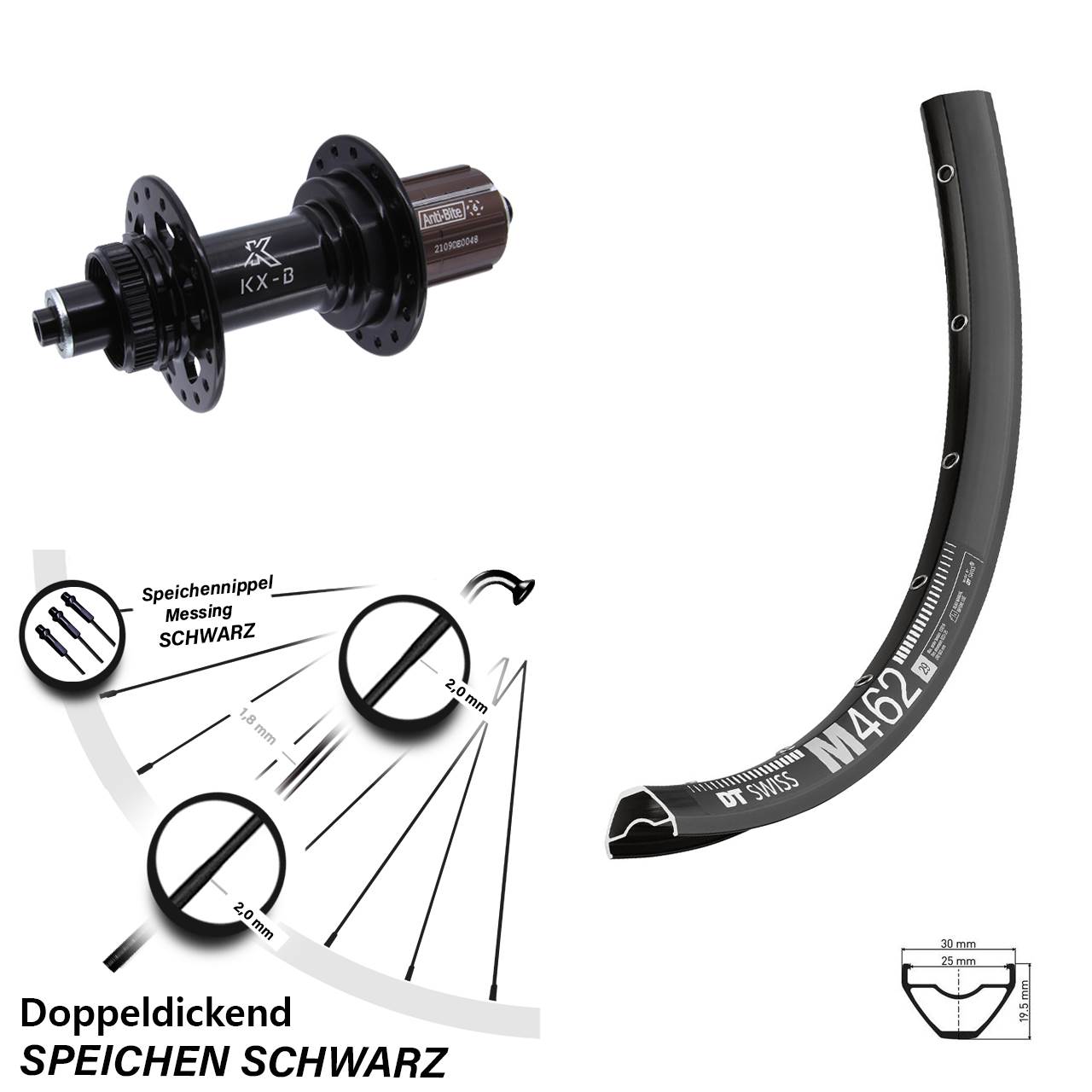 Disc Hinterrad 27,5 Zoll DT Swiss M 462 KX-B 8-12 fach HG QR Boost