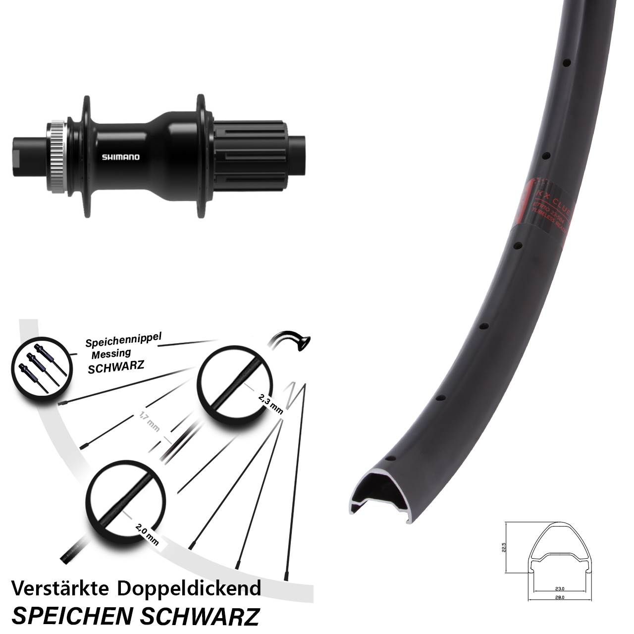 Boost Centerlock Hinterrad 12x148 29 Zoll KX Clue Shimano FH-TC500-B 8-11 fach