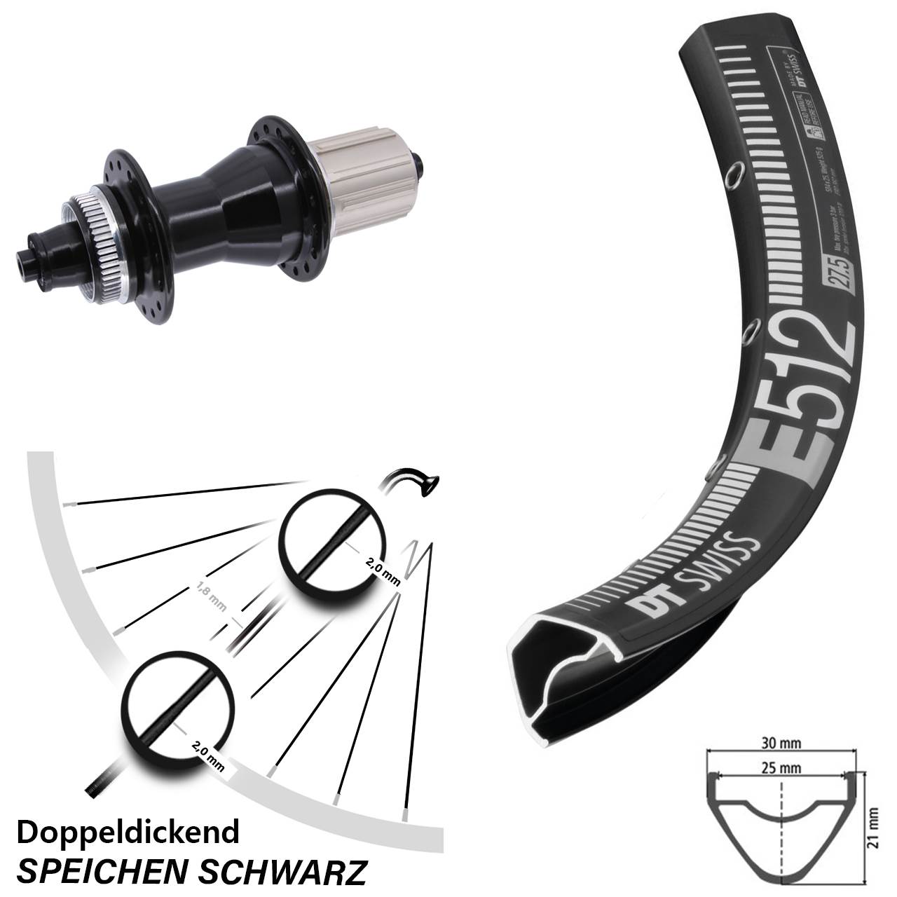 DT Swiss E 512 Novatec CL135 29 Zoll Hinterrad Centerlock für Schnellspanner 8-12 fach HG