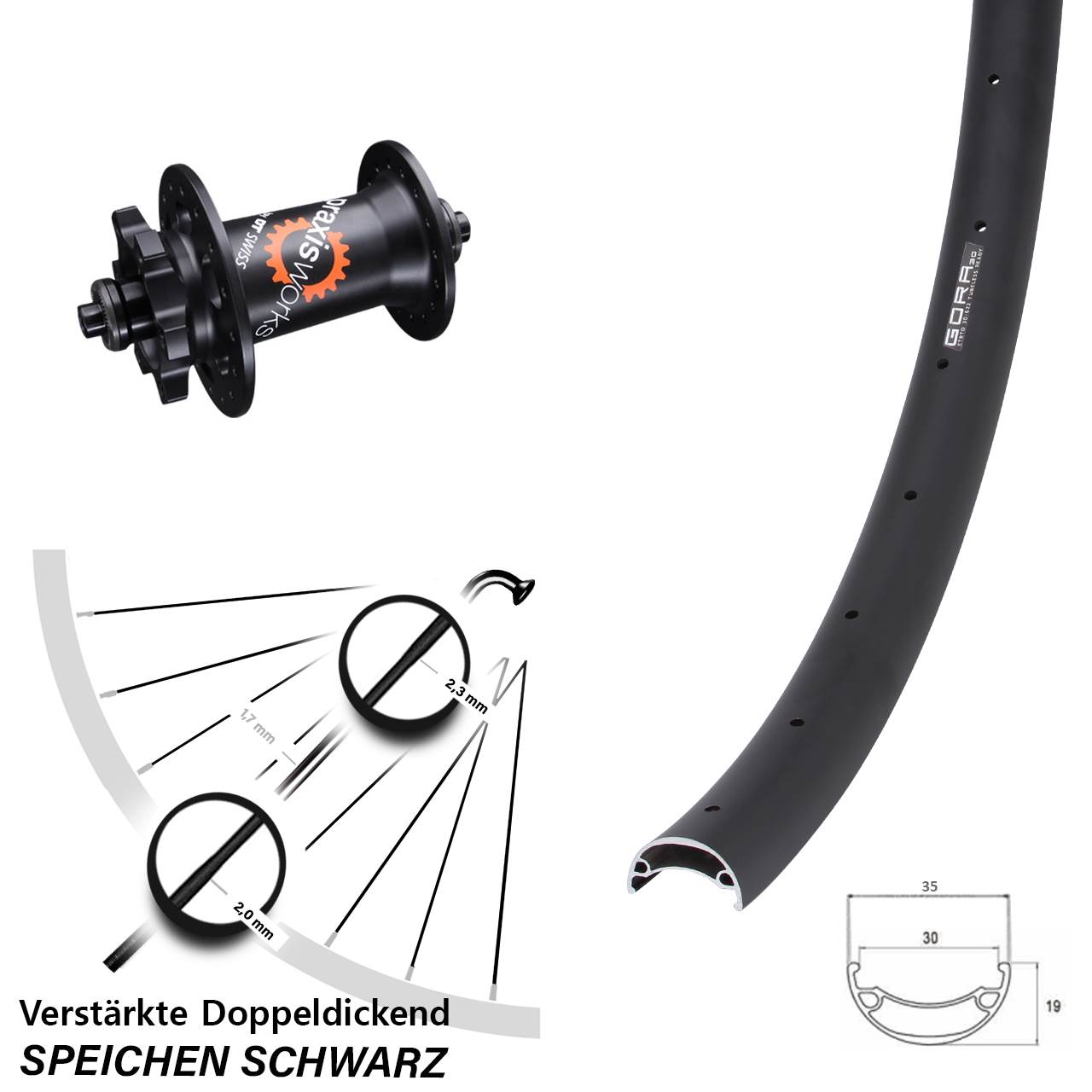 27,5 Zoll Gora 30 DT Swiss 350 Disc Vorderrad QR